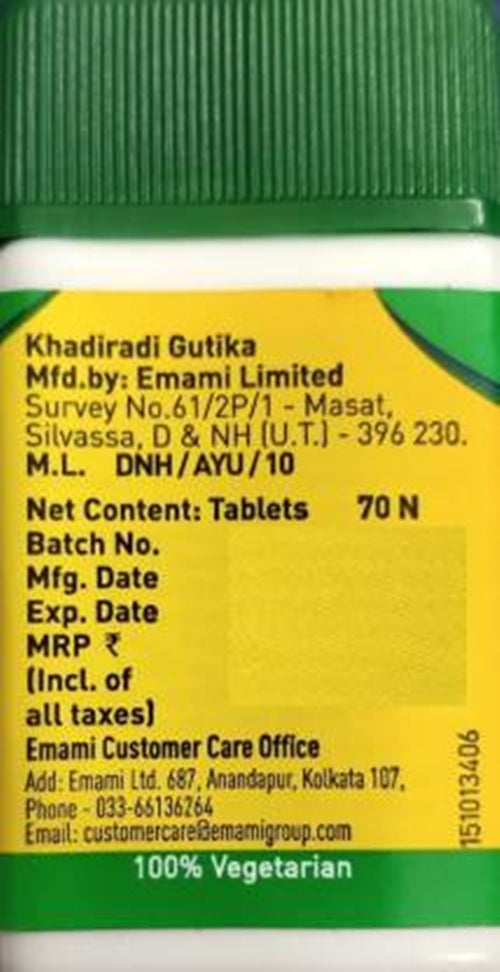 Zandu Khadiradi Gutika - 70 Tabs